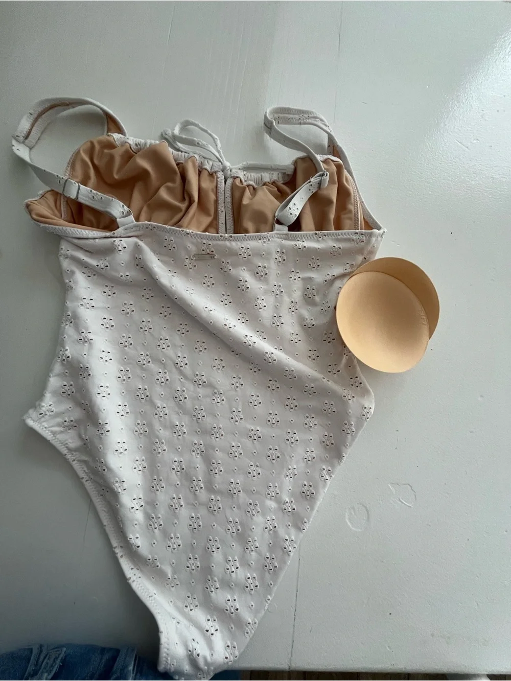 Women's Cream One-Piece Swimsuit with Front Tie